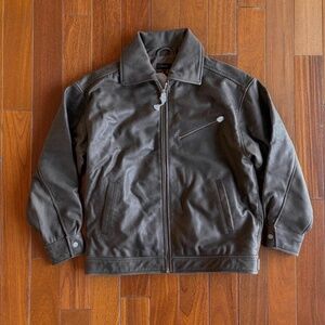 Womens Quince Leather Oversized Bomber Jacket Brown Size M #leatherjacket #biker